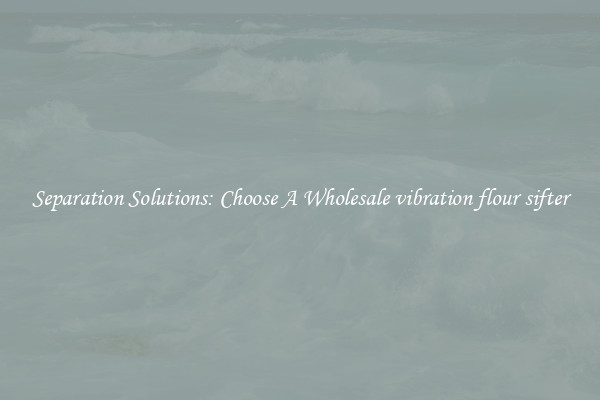 Separation Solutions: Choose A Wholesale vibration flour sifter
