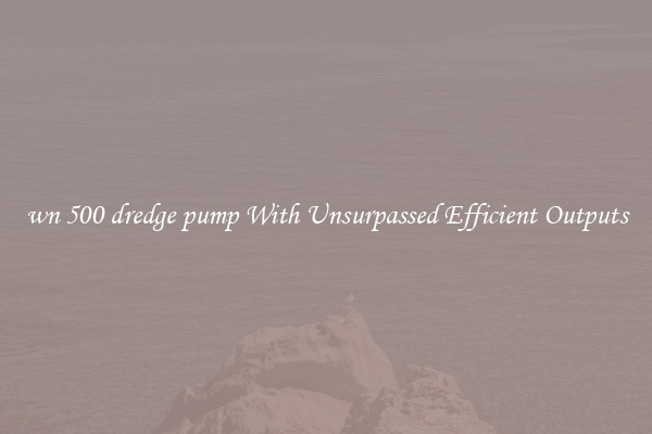 wn 500 dredge pump With Unsurpassed Efficient Outputs